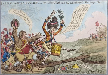 Preliminaries of Peace, or John Bull and his Little Friends Marching to Paris, published by Hannah Humphrey in 1801
